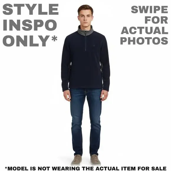 OLD NAVY Men's Navy Blue & Gray Quarter-Zip Fleece Small 0327 - Picture 2 of 9